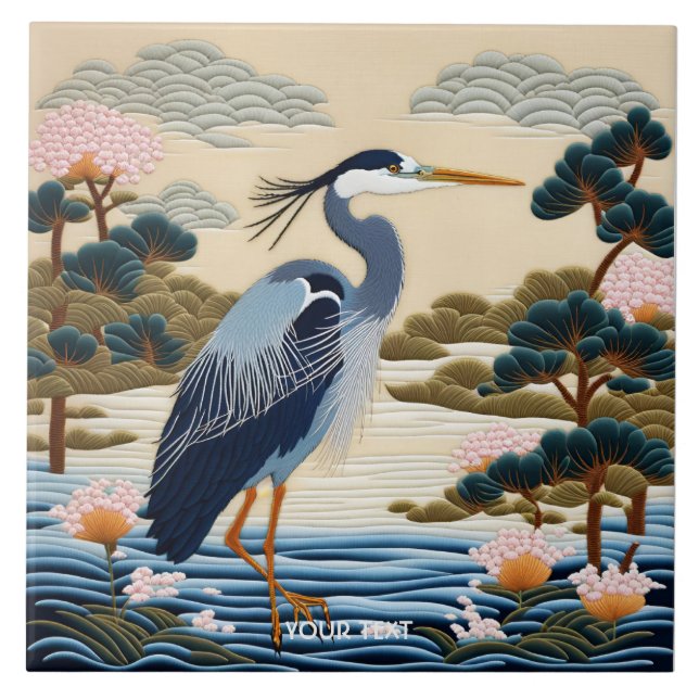 Carreau Imaginaire Cute Vivid japonais Heron Blue (Devant)