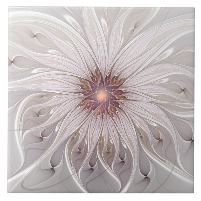 Carreau Imaginaire Floral, Abstraite Fleur Pastel Moderne (Devant)