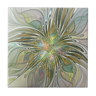Carreau Imaginaire Floral Fleur Art Fractal Moderne Avec O