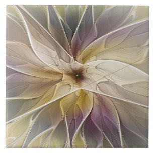 Carreau Imaginaire Floral Gold Eggplant Art Fractal Abstra