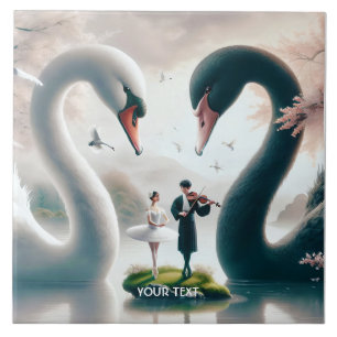 Carreau Imaginaire mignon cygnes noirs blancs