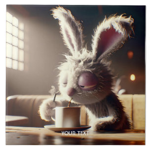 Carreau Imaginaire Mignonne Lapin Boire Café