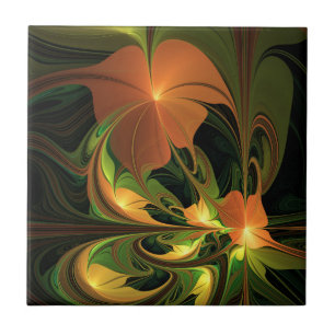 Carreau Imaginaire Plante Abstrait rouille verte Brown fra