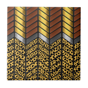 Carreau Impression d'animal de guépard à chevron zigzag mo