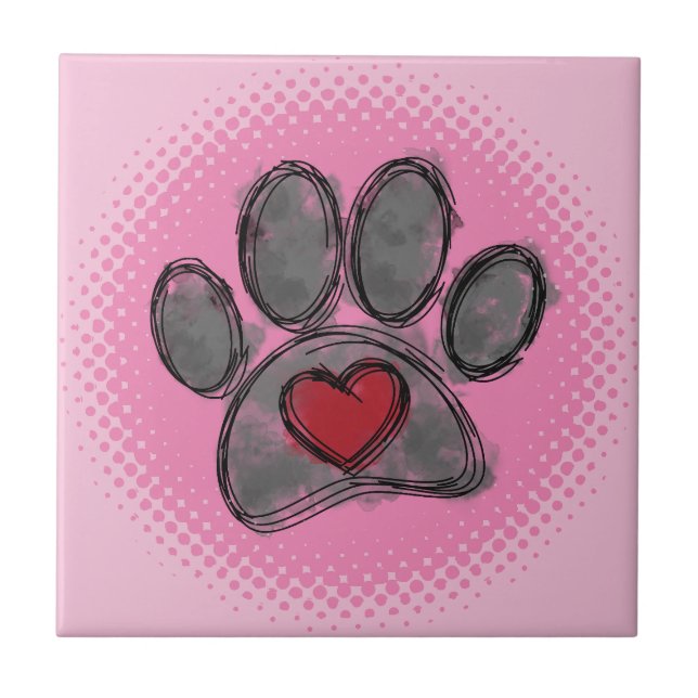 Carreau Impression demi-ton Amoureux des chiens Dessin Aqu (Devant)