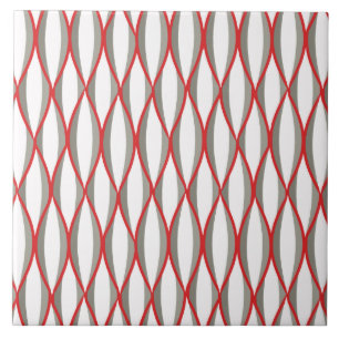 Carreau Impression du ruban du milieu du siècle - gris, bl