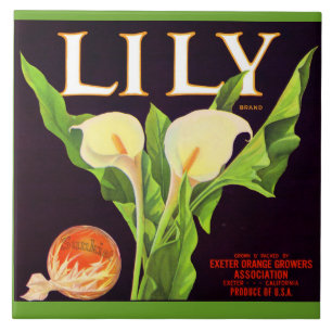 Carreau Impression étiquette de caisses orange Lily 1930