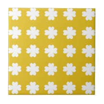 Impression florale jaune et blanc rétro