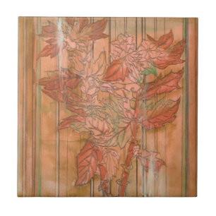 Carreau Impression florale orange moderne sur Arrière - pl