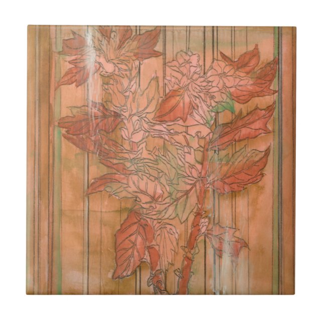 Carreau Impression florale orange moderne sur Arrière - pl (Devant)