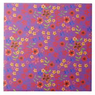 Carreau Impression florale rétro chic sur Carrelage en cér