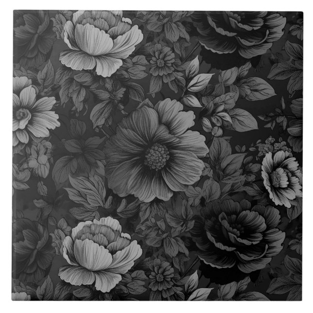 Carreau Impression florale Vintage couleur bouillie (Devant)