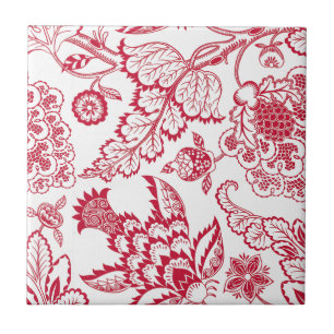 Carreau Impression Jacobean rouge