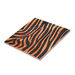 Carreau Impression noire et orange Zebra