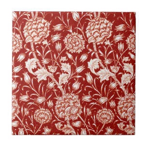 Carreau Impression Œillet William Morris, Rouge profond et