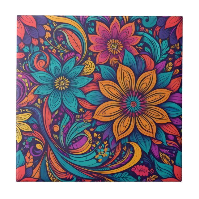 Carreau Impression pop art floral (Devant)