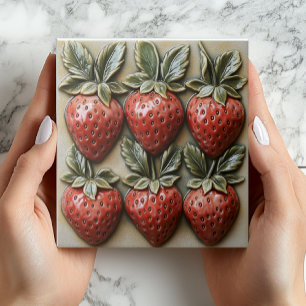 Carreau imprimé en céramique vintage fraise 3D fau