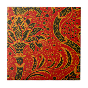 Carreau Inde : dessin vintage rouge profond par William Mo