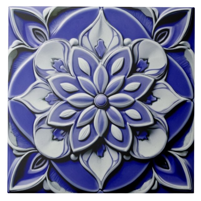 Carreau Indigo Azulejo Bleu Portugais Faux (Devant)
