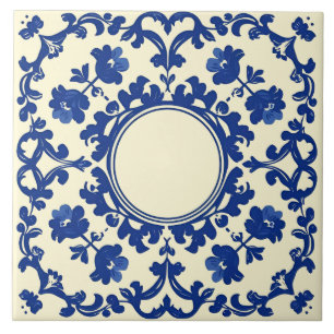 Carreau Indigo Azulejo Bleu Portugais Lisbonne Botanique