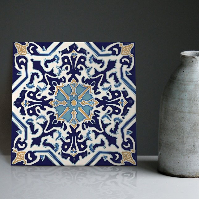 Carreau Indigo Azulejo Bleu Portugais Lisbonne C décoratif (Créateur téléchargé)