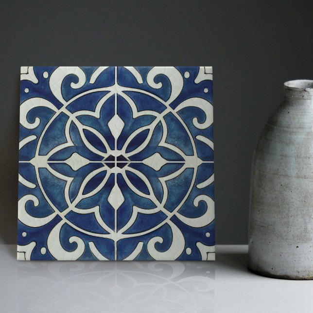 Carreau Indigo Azulejo Bleu Portugais Lisbonne C décoratif (Créateur téléchargé)