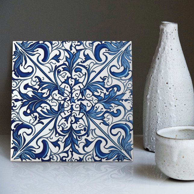 Carreau Indigo Azulejo Bleu Portugais Lisbonne C décoratif (Créateur téléchargé)