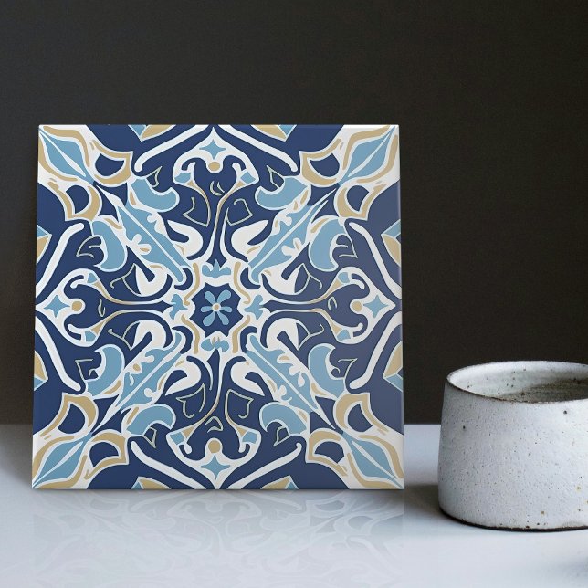 Carreau Indigo Azulejo Bleu Portugais Lisbonne Décor (Créateur téléchargé)