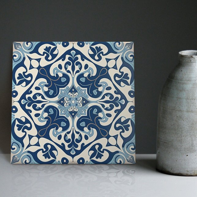 Carreau Indigo Azulejo Bleu Portugais Lisbonne Décor (Créateur téléchargé)