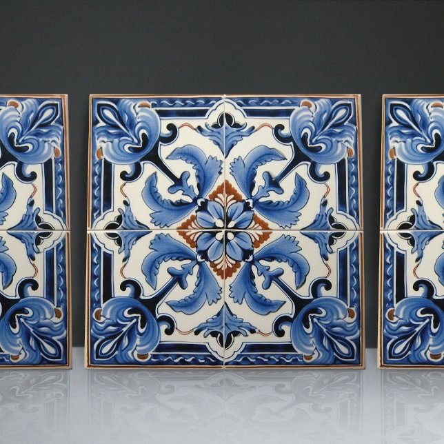 Carreau Indigo Azulejo Bleu Portugais Lisbonne Décor (Créateur téléchargé)