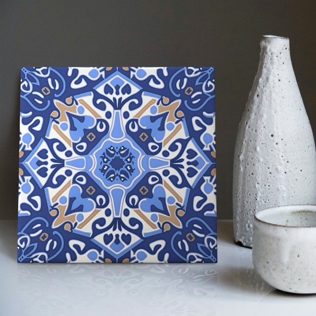 Carreau Indigo Azulejo Bleu Portugais Lisbonne Décor (Créateur téléchargé)
