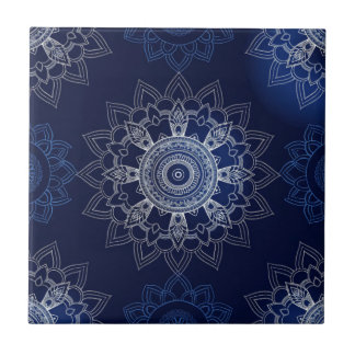 Carreau Indigo Azulejo bleu portugais Mandala décoratif