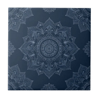 Carreau Indigo Azulejo bleu portugais Mandala décoratif