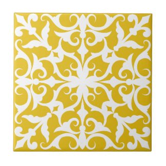 Carreau Indigo Azulejo yellow & white Portuguese 