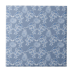 Carreau Indigo Blue Ethnic Floral Print Carrelage en céram