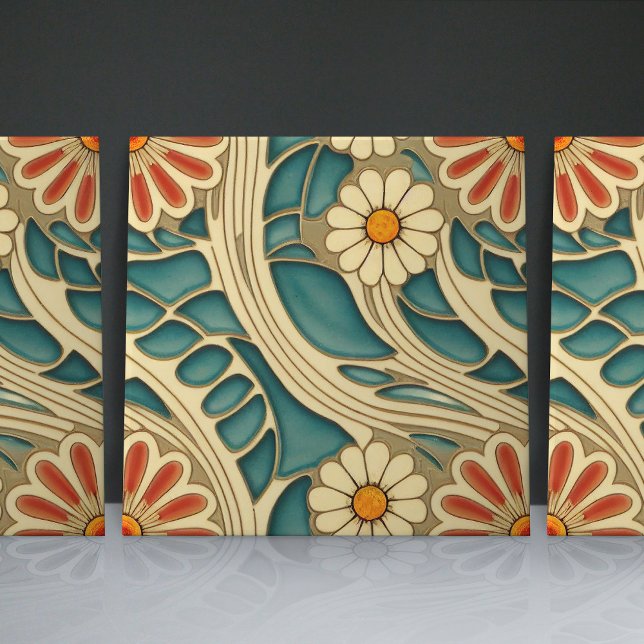 Carreau Indigo ininterrompu et crème rouge motifs bio (Créateur téléchargé)