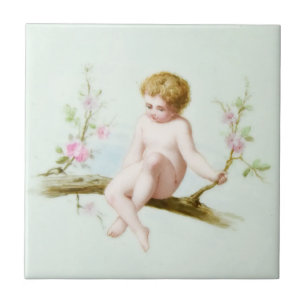 Carreau Infant angélique de l'ère édouardienne à couture d