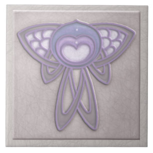 Carreau Insecte de style de Nouveau d'art - mauve pâle et