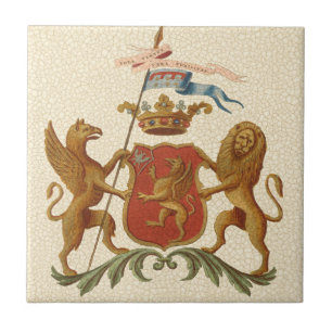 Carreau Insigne héraldique avec Griffin et Lion