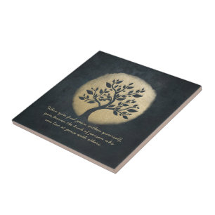Carreau Instructeur de méditation Yoga Black Gold Tree Cit