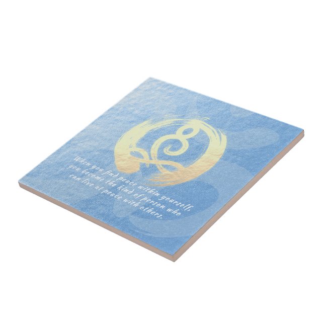 Carreau Instructeur de Yoga Méditation Bleu & Or Citations (Côté)