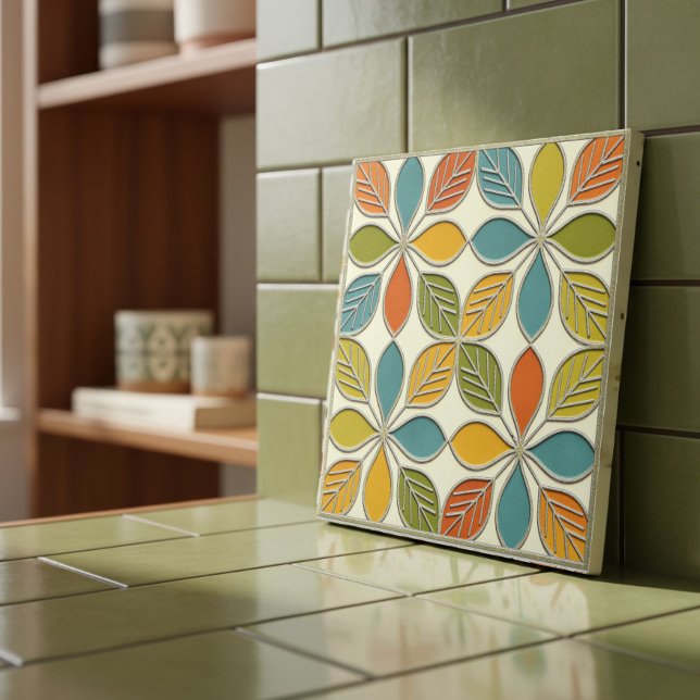 Carreau Interlocking Floral Mid-Century Modern #8 ID1224 (Créateur téléchargé)