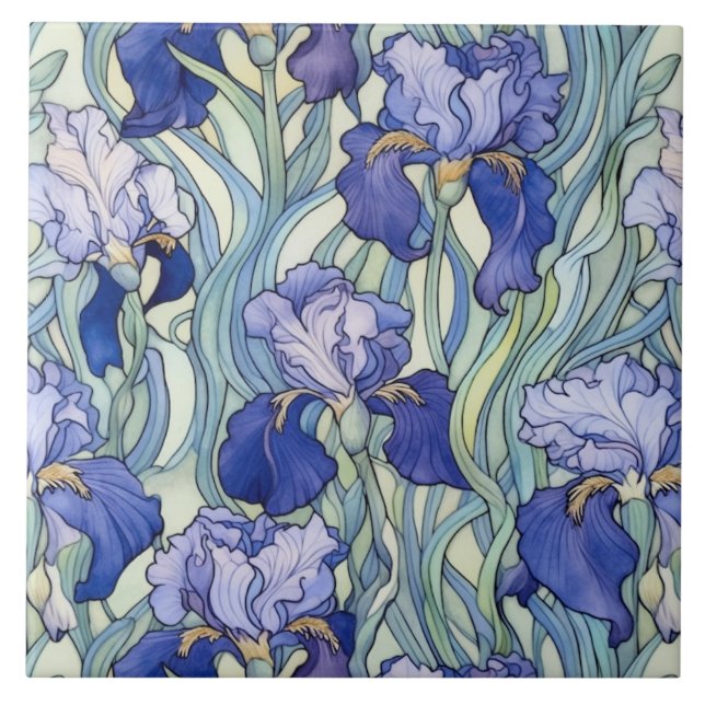 Carreau iris bleu Art Nouveau (Devant)
