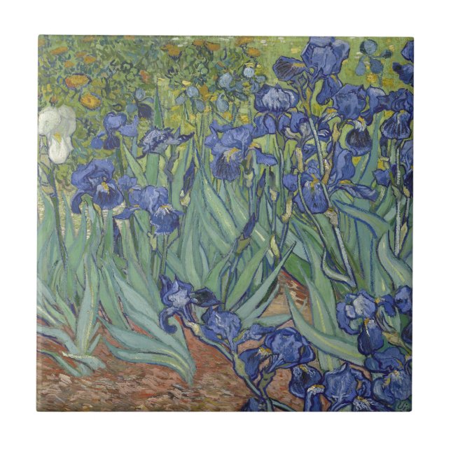 Carreau Iris par les fleurs bleues d'iris de Van Gogh (Devant)