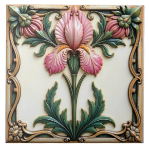 Carreau Iris rose encadré dans le temps
