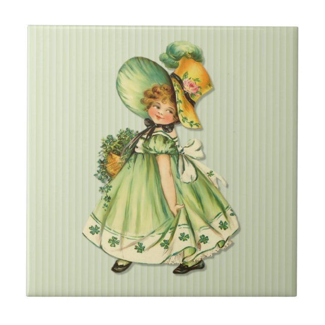 Carreau Irlandaise fille de promenade Shamrock (Devant)