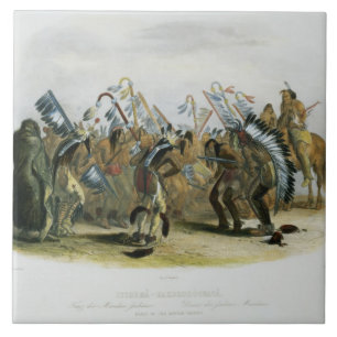 Carreau Ischoha-Kakoschochata, danse des Indiens de Mandan