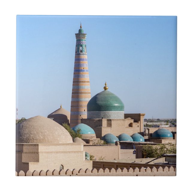Carreau Islam Khodja Minaret et mosquée - Khiva, Ouzbékist (Devant)