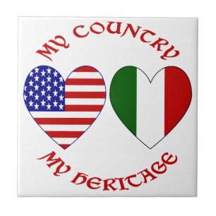 Carreau Italie Drapeau USA Cœurs Patrimoine Pays