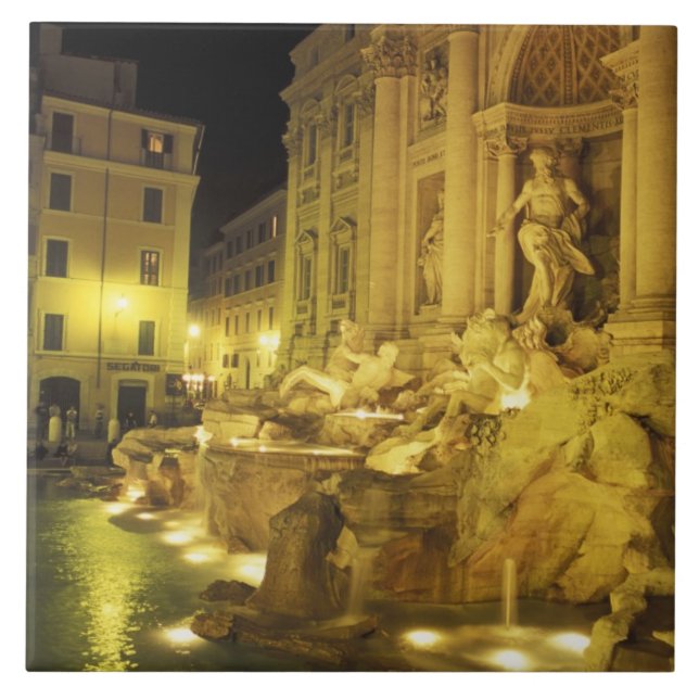 Carreau Italie, Rome. Fontaine de Trevi la nuit. (Devant)